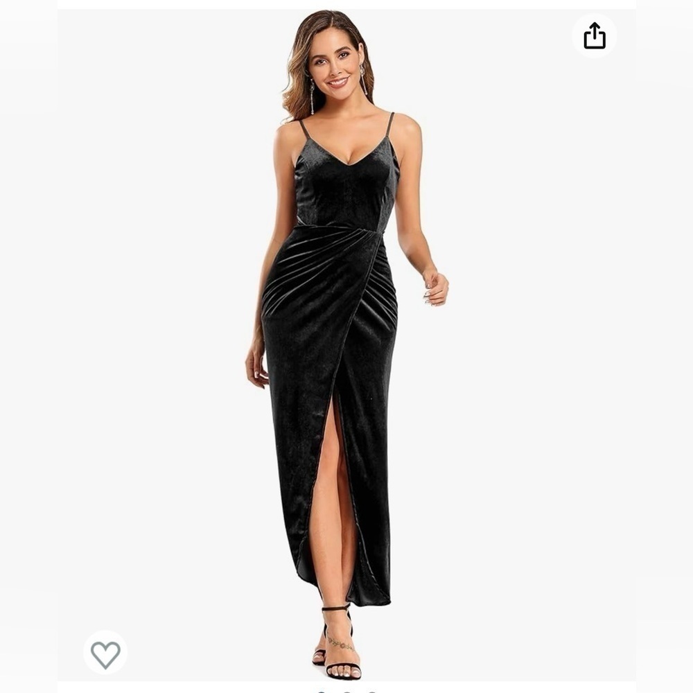 Ababalaya Elegant Spaghetti Strap Velvet Holiday Party Dress for Women, size S.